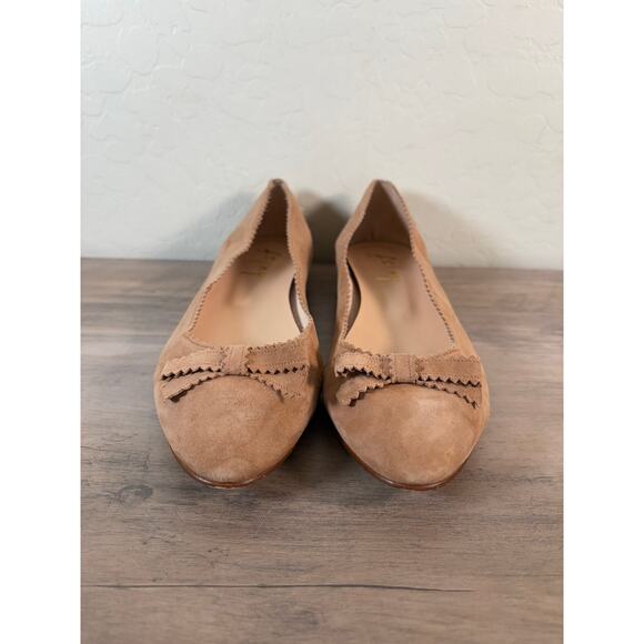 French Sole Halo Make up Suede Ballet Flat Shoes Bow Tan Leather size 9.5 EUC - Picture 6 of 14